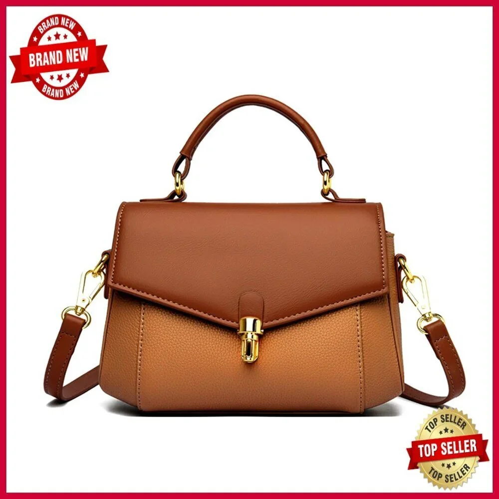 Genuine Leather Crossbody Bag with Removable Straps, Medium Satchel